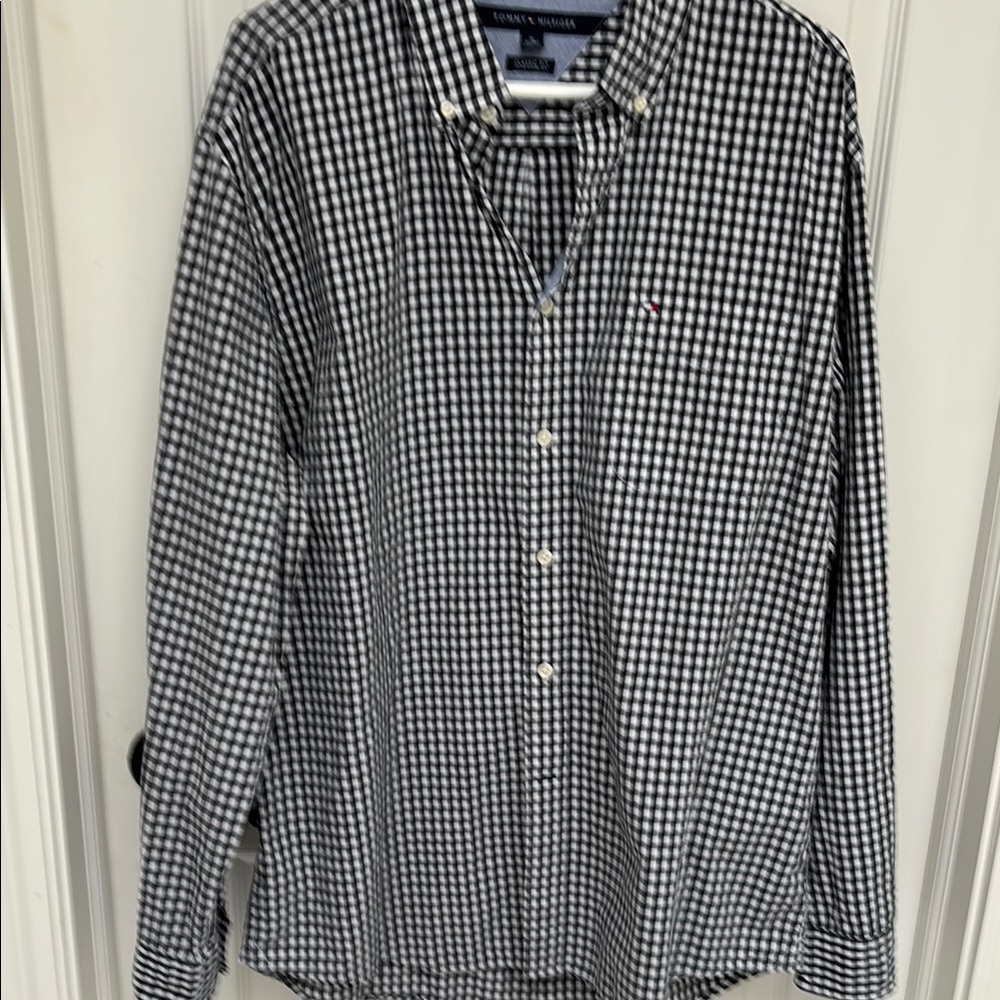 Tommy Hilfiger Black and White Checkered Shirt